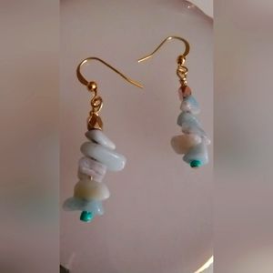 Aquamarine chipped beaded earrings